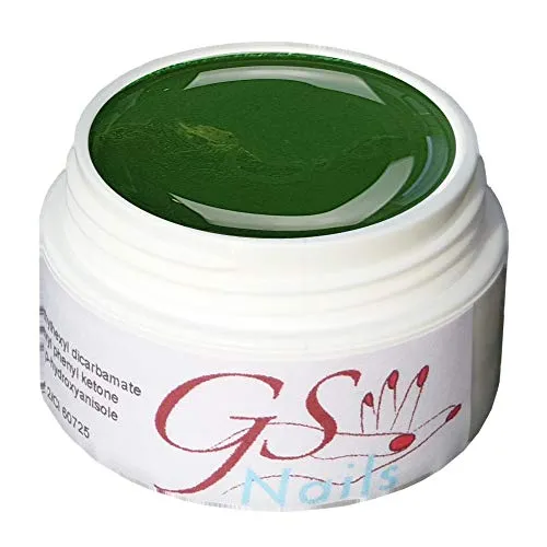 GS-Nails UV Farb-Gel für Nail-Art & Nagel-Design - 5 ml UV-härtendes Cover-Gel - Nail-Gel - selbstglättendes Nagel-Gel - Dunkel Grün - A7