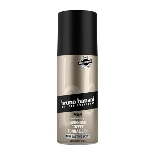 bruno banani Man Deo-Bodyspray für Herren, aromatischer Amberduft, 48h lang anhaltend, vegane Formel, 150 ml