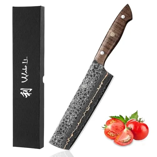 Wakoli Kawa Serie Nakiri I Damast Küchenmesser 18 cm in kupfer von Wakoli