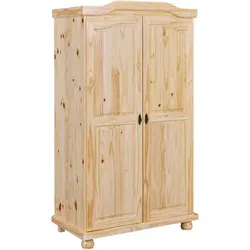 Mid.you Drehtürenschrank Interlink Genf, Kiefer - Kleiderschrank im Landhausstil aus massivem Kiefernholz, bietet ausreichend Stauraum mit 4 Fächern und einer Kleiderstange. Ideal für kleinere Schlafzimmer und sorgt für Ordnung.