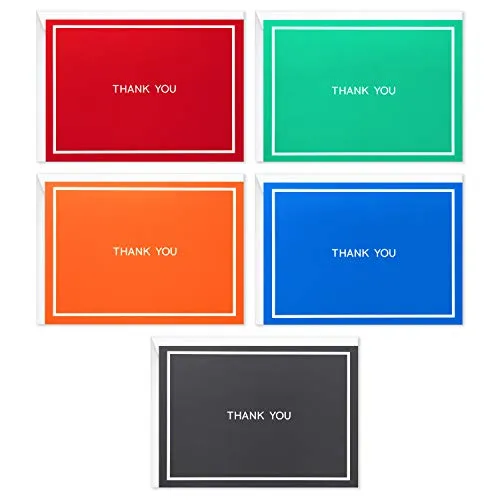 Hallmark Dankeskarten Sortiment, Rot, Grün, Blau, Schwarz, Orange (50 Karten für Business, Hochzeiten, Babypartys, Brautpartys, alle Gelegenheiten)