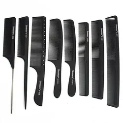Professionelles Hitzebeständiges Carbon Comb Set in Weiß/Schwarz - 8-teiliges Set aus hitzebeständigem Carbon für professionelles Haarstyling. Langlebig und bruchfest, ideal für Friseure und den persönlichen Gebrauch. Hohe Flexibilität und angenehme Haptik garantieren ein komfortables Styling.