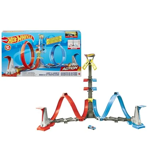 Mattel Hot Wheels - Loop & Launch Track Set (GRW39) - Rennbahnen mit aufregendem Looping und schneller Startrampe, ideal für spannende Rennen und kreative Spielmöglichkeiten.