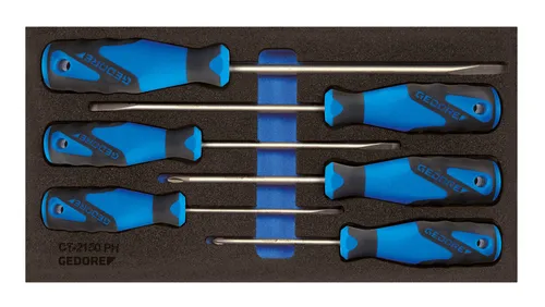 GEDORE Schraubendreher 1500 CT1-2150 PH mit Check-Tool-Einlage - Schraubendreher-Set mit innovativer Check-Tool-Einlage für sicheres Arbeiten. Ideal für sensible Bereiche, wo Werkzeugrückhalt wichtig ist. Verrutschsicher und geschützt.