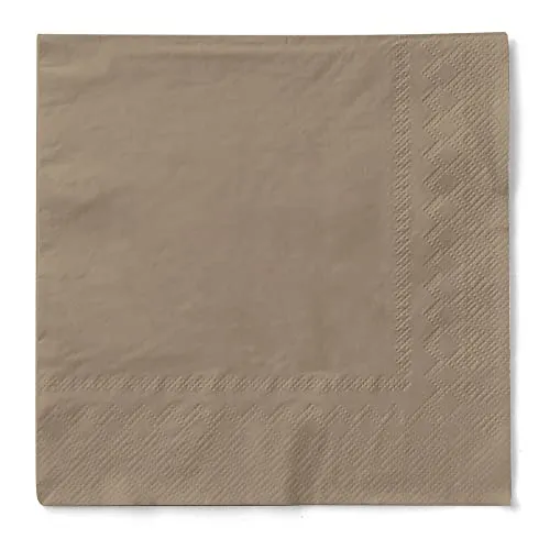 MANK Serviette in BEIGE GREY aus 3-lagigem Tissue, 40x40 cm, 1/4 Falz, 100 Stück, stilvolle Papierservietten für Festlichkeiten, Gastronomie & besondere Anlässe