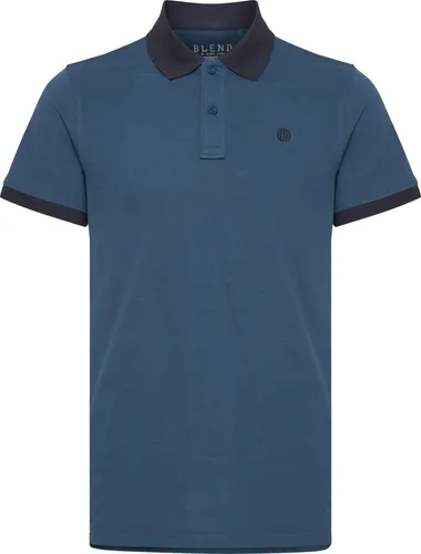 Blend Ralf Herren Poloshirt - 100% Baumwolle in Ensign Blue - Poloshirt für Herren aus nachhaltiger Baumwolle, mit farblich abgesetztem Kragen und Logostickerei. Ideal für Freizeit und besondere Anlässe.