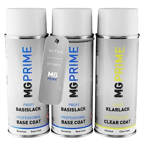 MG PRIME Autolack Sprühdosen Set für Ford DSTEWTA / PNEAM0 Ruby Red Pearl/Ruby-Rot Metallic Grundlack Basislack Klarlack Spraydose 400ml