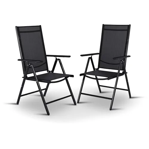 Gartenstuhl 2er-Set Noah, Hochlehner, 7-fach verstellbar - Essstühle für Terrasse & Balkon, wetterfest und leicht, ideal für schnelle Entspannung im Freien.