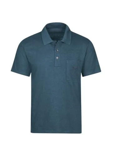 TRIGEMA Poloshirt aus Single-Jersey, Herren, Gr. XXL, blau (jeans, melange) - Herren-Shirts: Erstklassiges Kurzarm Poloshirt aus 100% Baumwolle mit praktischer Brusttasche, ideal für Komfort und Stil im Alltag, nachhaltig produziert in Deutschland.