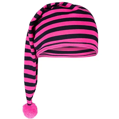 Goldschmidt Kostüme Zipfelmütze Ringel aus Baumwolle | Ringelmütze Schlafmütze für Kinder & Erwachsene | Mütze gestreift Fasching Karneval (pink schwarz | Einheitsgröße für Kinder)