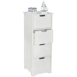 Wohnling Kommode WL5.183, weiß - Sonstige Badezimmermöbel mit 4 Schubladen für viel Stauraum, im charakteristischen Landhaus-Stil und pflegeleichter Oberfläche.