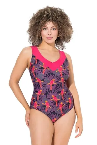 Ulla Popken Damen Badeanzug Plus Size mit Papageienmuster von Ulla Popken