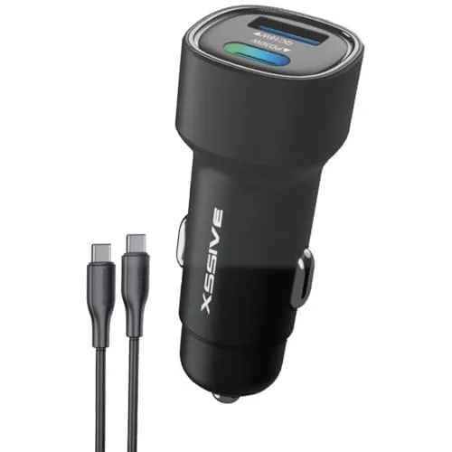 Schnelles Autoladegerät | Ultra-Schnellladung für unterwegs mit USB-C zu USB-C Kabel 1m