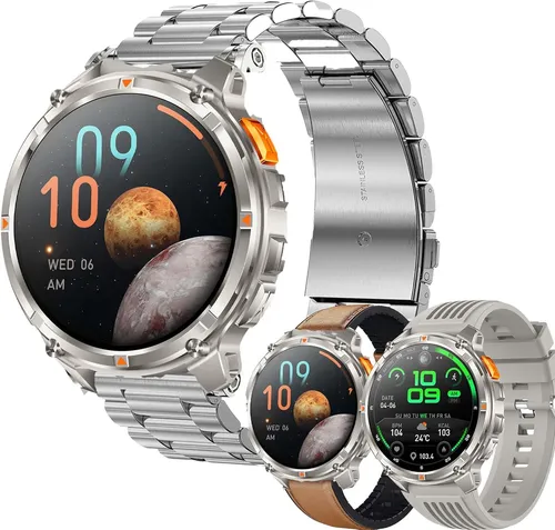 AMOLED Smartwatch mit Bluetooth-Anrufen und 5ATM-Wasserschutz - Moderne Smartwatch für Sport und Alltag: Mit hochauflösendem AMOLED-Display, umfassender Gesundheitsüberwachung und über 100 Sportmodi. Ideal für aktive Männer, die Technik und Stil kombinieren möchten.