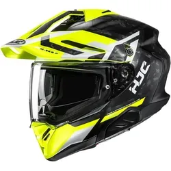 HJC RPHA 60 Dakar Enduro Helm, schwarz-weiss-gelb, Größe L - Motorradhelm mit Premium Integrated Matrix für hohe Sicherheit, optimale Luftzirkulation und windkanalgetestetem Schirm für Stabilität bei hohen Geschwindigkeiten.