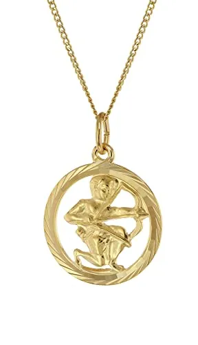 trendor Halskette Schütze 333 Gold mit Tierkreiszeichen Anhänger - Elegante Halskette mit 8-karätigem Gold 333 und Schütze-Anhänger. Zeitloses Design, ideal als Geschenk oder für den eigenen Stil. Hochwertige Panzerkette mit sicherem Verschluss.