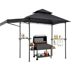 VEVOR Grillpavillon 2430x1500mm – Doppeldach BBQ-Überdachung für Garten