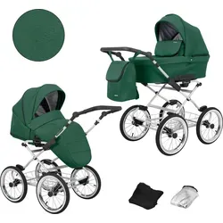 Kinderwagen ROMANTIC Sportwagen Babywagen Babyschale Komplettset Kinder Wagen Set 2 in 1 (grün, Rahmenfarbe: grau) - Grün