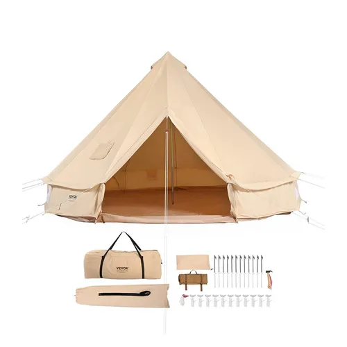 Tipi-Zelt mit Einer PVC-Bodenplane Glockenzelt Campingzelt 6 Personen Familienzelt 8 Fenster Gruppenzelt Jurten Zelt Für Outdoor-Abenteuer 4 X 2,5 M