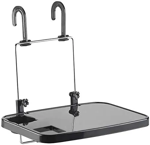 Lescars Autotisch: Kfz-Universal-Klapptisch mit Getränkehalter - Praktischer Kfz-Tisch für Lenkrad und Kopfstütze, ideal als mobiles Büro oder Spieltisch. Mit Vertiefungen für Getränke und Utensilien, schnell montierbar und leicht zu verstauen.