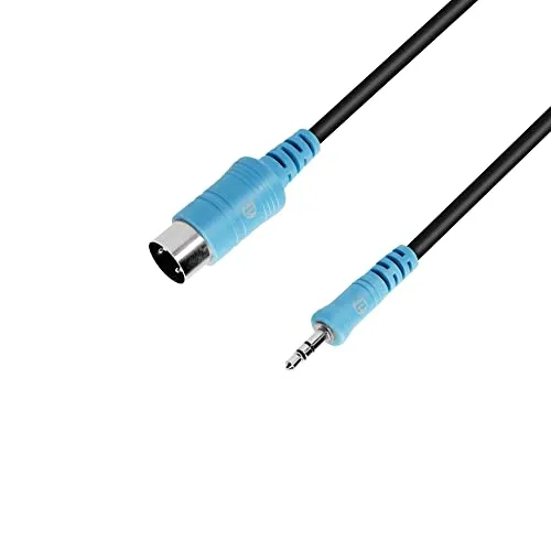 Adam Hall Cables 3 STAR BW MIDI 0060 - Midikabel, 6,3mm Klinkenstecker stereo auf 5-Pol MIDI-Stecker, schwarz, 0,6m