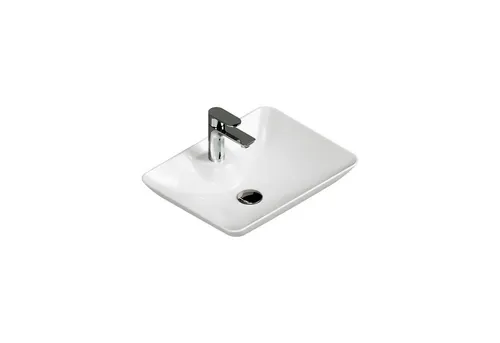 Aqua Bagno Aufsatzwaschbecken 53cm - Elegantes Keramikdesign - Waschbecken in glänzendem Weiß, ideal für moderne Bäder. Mit mittiger Hahnlochbohrung und rechteckiger Form für stilvolle Badmöbel.