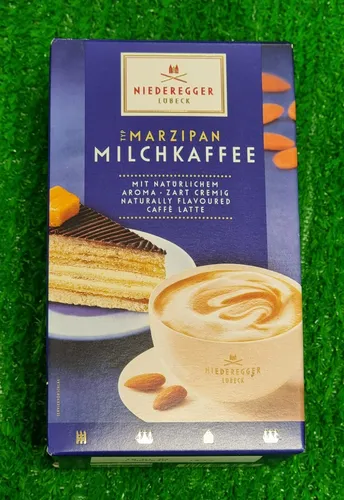 Niederegger Marzipan MILCHKAFFEE 220g - Filterkaffee mit köstlichem Mandelgeschmack, ideal für eine süße Kaffeepause.
