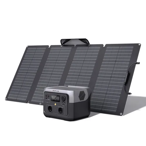 Ecoflow RIVER 2 MAX Tragbare Powerstation mit 160W Solarpanel - Powerstation mit 160000 mAh Kapazität, ideal für Outdoor-Aktivitäten. Ausgestattet mit X-Boost Funktion, schneller AC-Ladung und App-Steuerung für maximale Flexibilität.