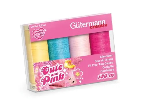 Gütermann - Gütermann Creativ Polyester (4x100m) Cute and Pink Nähen-Alle Gewindesatz - 1 Satz