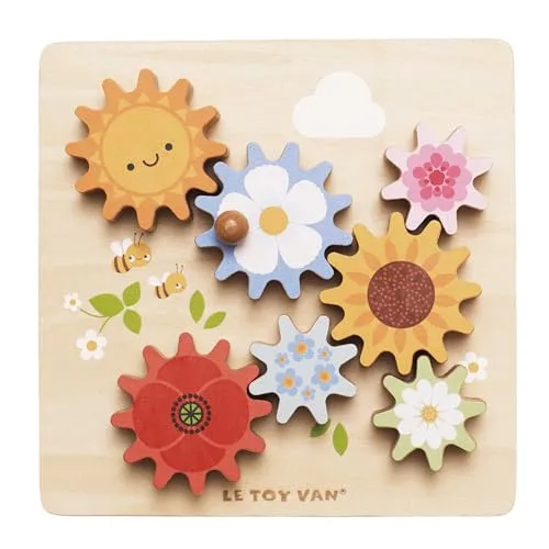 Le Toy Van – Pädagogisches Petilou Zahnradspiel „Busy Bee Learning“ aus Holz | Für Mädchen & Jungen | Sensorisches Spielzeug für Kleinkinder ab einem Jahr
