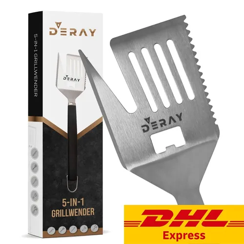 5-in-1: Grillspatel, BBQ Zubehör, Geschenk für Männer, Vielfältiges Grillbesteck