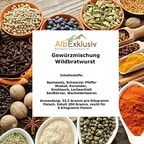 Gewürzmischung Wildbratwurst für 6 Kilo Fleisch