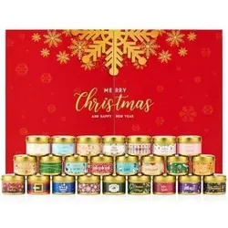 Adventskalender 2025 mit 24 Duftkerzen in Rot Gold