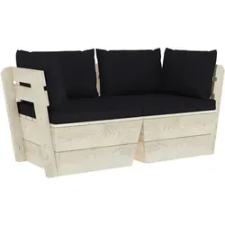 vidaXL Garten-Palettensofa 2-Sitzer mit Kissen - Gartenmöbel im rustikalen Palettendesign, aus langlebigem Fichtenholz mit komfortablen Kissen für entspannte Stunden im Freien.