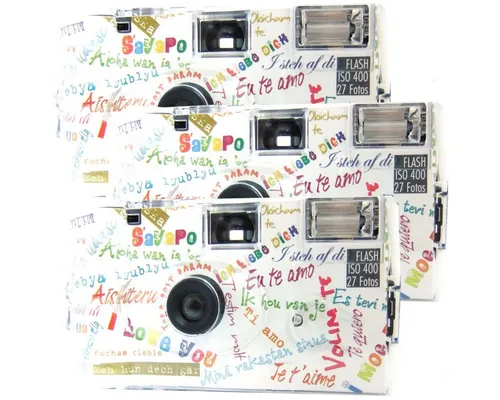 3X 1A PHOTO PORST Einwegkamera Edition I Mog Di – 3er Pack mit Blitz - Analoge Einwegkameras für Hochzeiten, Partys und Festivals, inklusive Batterien und Qualitätsfilm für 3 x 27 Aufnahmen, ideal für unvergessliche Momente.