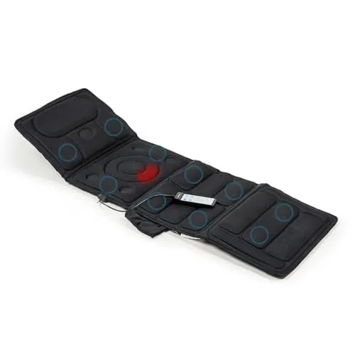 Elektrische Heizmatte 156 x 54 cm – 10 Vibrationsmotoren, 5 Massagemodi, 3 Intensitäten, Lendenwirbelheizung, faltbar, kabelgebundene Fernbedienung, Seitentasche – komplette Massage zu Hause