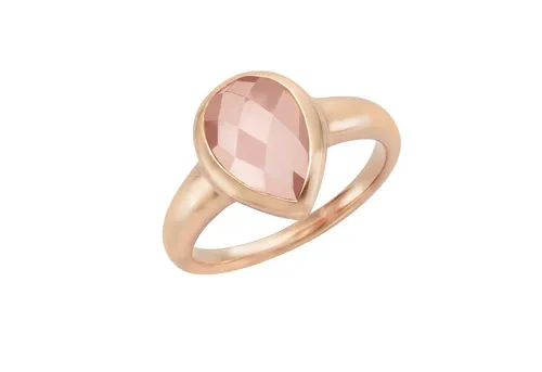 Jamelli Fingerring Silber 925 mit echtem Rosenquarz - Eleganter Ring aus rosé-vergoldetem Silber 925, verziert mit einem echten roten Rosenquarz. Perfekt für besondere Anlässe oder als stilvolles Accessoire.
