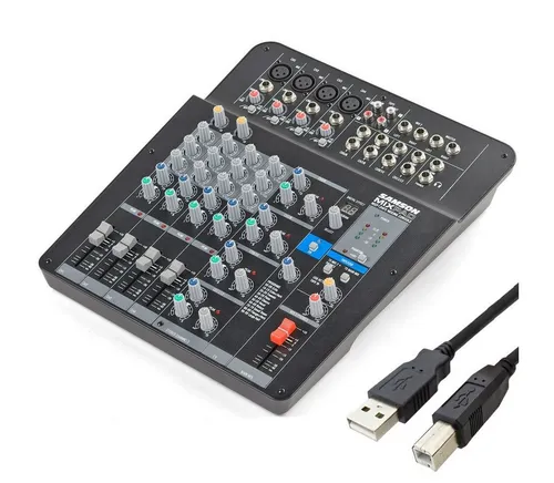 Samson Mixpad MXP124FX USB Mischpult mit USB-Kabel - Vielseitiges 12-Kanal Mischpult mit USB-Interface, ideal für Proben, Live-Einsätze und Online-Unterricht. Inklusive 99 Digitaleffekte in 24-Bit-Qualität für professionelle Klanggestaltung.