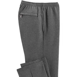 Trainingshose HAJO, Herren, Gr. 50, Normalgrößen, grau (anthrazit, meliert), 62% Baumwolle, 33% Polyester, 5% Elasthan, unifarben, lang, Hosen Trainingshose