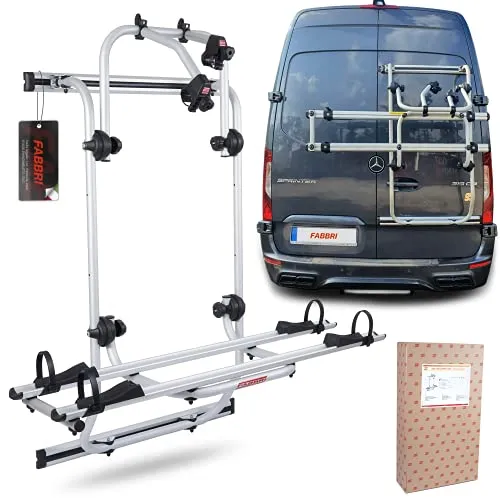 Fabbri Heckfahrradträger BICI OK MTB Van für Sprinter & Crafter - 2 Fahrräder - Fahrradträger aus leichtem Aluminium für 2 Fahrräder, ideal für Vans und Camper. Maximale Traglast: 45 Kg, anpassbar und leicht montierbar.