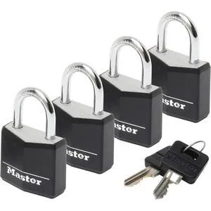 Master-Lock Vorhängeschloss 9120EURQBLK, 20mm, mit 4 Schlüsseln, gleichschließend, 3 Stück