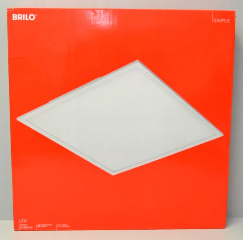 Briloner Leuchten Deckenleuchte-Panel, 38W LED Wohnzimmer-Lampe - Moderne Deckenlampe mit 4100 Lumen für gleichmäßige Ausleuchtung – ideal für Wohnzimmer und Werkraum. Puristisches Design in quadratischer Form (59.5 x 59.5 cm) für zeitgemäße Wohnräume.