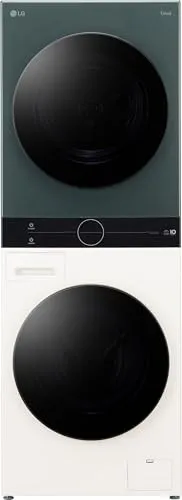 LG WT1210EGF WashTower, Waschmaschine (12 kg, EEK A-10%) und Trockner (10 kg, EEK C) mit One-Touch-Display, TurboWash 360°, AI DD, Dual Inverter Wärmepumpe, Weiß & Grün