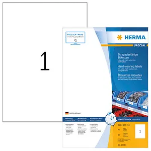 HERMA Folienetiketten 210 x 297 mm, 80 Stück - Vielzweck-Etiketten, öl- und schmutzabweisend sowie UV-beständig – ideal für langlebige Beschriftungen.