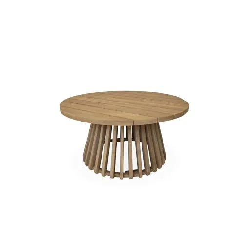 sweeek Garten-Couchtisch Oviedo aus Akazienholz Ø80 cm in beige von sweeek