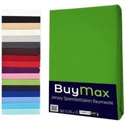 Buymax Spannbettlaken StyleHeim Jersey aus 100% Baumwolle, Jersey, Gummizug: Rundumgummi, Pflegeleicht und Atmungsaktiv in Verschiedenen Farben und Größen grün 70 cm x 140 cm