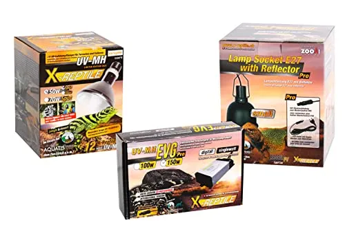 M&S Reptilien Terrarium X-Reptile 50 Watt Set - Komplettes Set mit X-Reptile 50 Watt Lampe, Vorschaltgerät und Lampenfassung. Ideal für naturnahe Beleuchtung in Terrarien, sorgt für optimale Licht- und Wärmeverhältnisse.