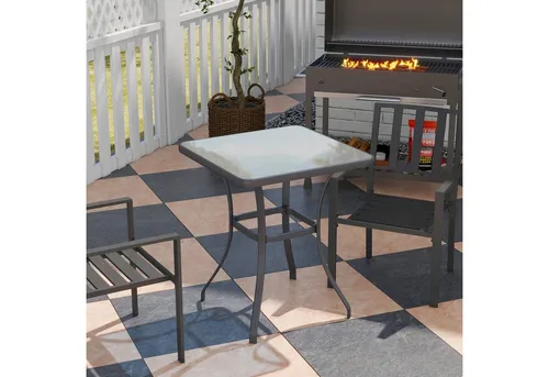 furnicato Gartentisch Bistrotisch Glastisch 68,5x68,5x84cm Schwarz