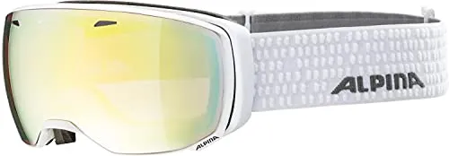 ALPINA A7245 Skibrille, Weiß, Einheitsgröße - Skibrille mit Quattroflex-Technologie für kontrastreiche Sicht und reduzierten Reflexionen. Maximale Belüftung und 180° Sichtfeld durch rahmenloses Design – ideal für Wintersportler!