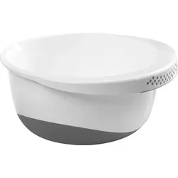 Rührschüssel 3,5 Liter mit Ausgiesser und Haltegriff, Weiß mit grauem Boden